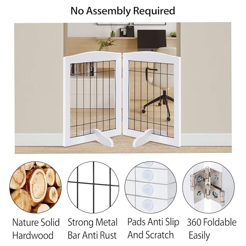 2 Panel Freestanding Adjustable Wooden Dog Gate (30"Height-2 Panel / White)
