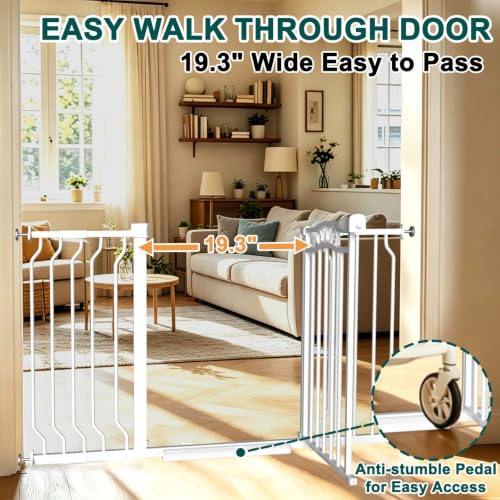 29.5" 53.0" Extra Wide Baby Gates for Doorway Pressure Mounted (White / 29.5"-53.0")