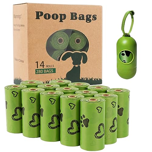 Dog Poop Bags Rolls with Dispenser Extra Thick Leak Proof 280Ct Scented (Green - 280)