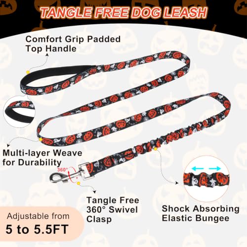 Small Dog Harness and Leash Set (Halloween Pumpkin / S: Chest 17.5"-22")