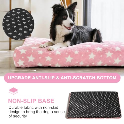 Orthopedic Dog Bed for Large Dogs (M(30"*20"*3.1") / Big&Little Stars Pink-1pc)