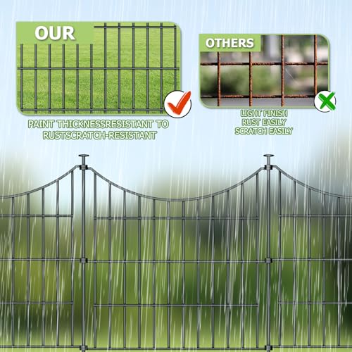 10 Panels No Dig Metal Garden Fence 24"H x 20' L Dog Fence Outdoor for Yard (10pc 20 ft(L) X 24 in(H)-Concave)