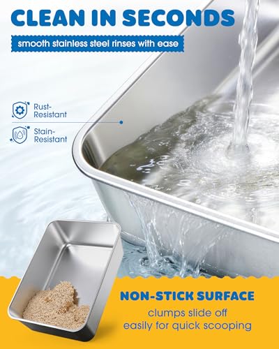 Stainless Steel Cat Litter Box (M (2 Packs) / Grey)
