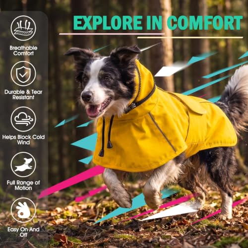 Dog Raincoat Waterproof Dog Rain Jacket with Hood Yellow 3XL (Yellow / XXX-Large)
