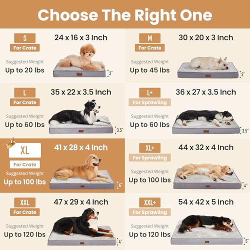 Orthopedic Waterproof Large Dog Bed (41" x 28" x 4" (For Crate) / 03-Black)