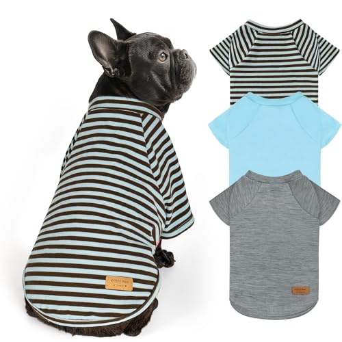 3Pack Dog Sweater with Sleeves Fleece Shirt for Medium Dogs (X-Large (30-50lbs) / 08# 3Pack(Blue+Grey+Blue Stripe))