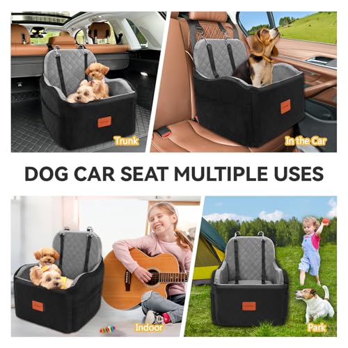 Dog Car Seat for Small & Medium Dogs (Black/Grey / Medium)