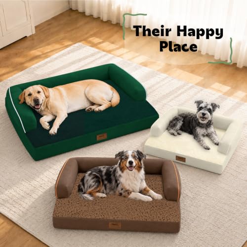 Orthopedic XL Dog Bed with Bolster for Extra Large Size Dogs (42.0"L x 30.0"W x 8.0"Th / Emerald)