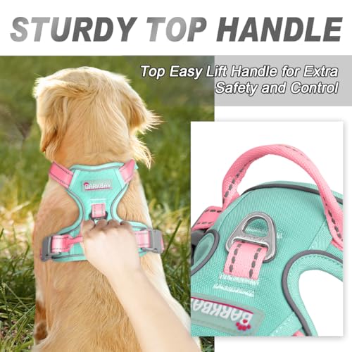 Dog Harness No Pull for Medium Sized Dog Front Back Clips (Medium(Chest:22.5-28") / Cool Mint & Baby Pink)