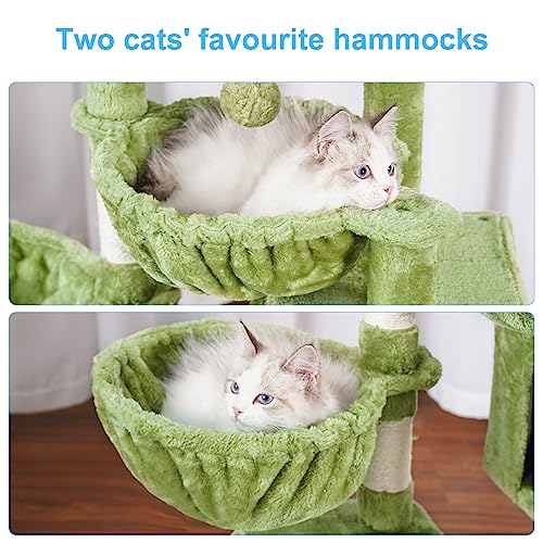 Cat Tree Tower with Large Bed (35.4 inch / Green)