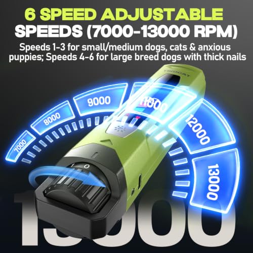 Whisper Quiet Dog Nail Grinder 50%More Power for Sensitive Dogs (Green)