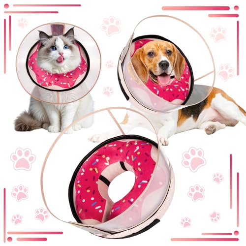 Inflatable Dog Cone Collar with Detachable Enhanced Anti (Pink / M（neck 8"-11"）)