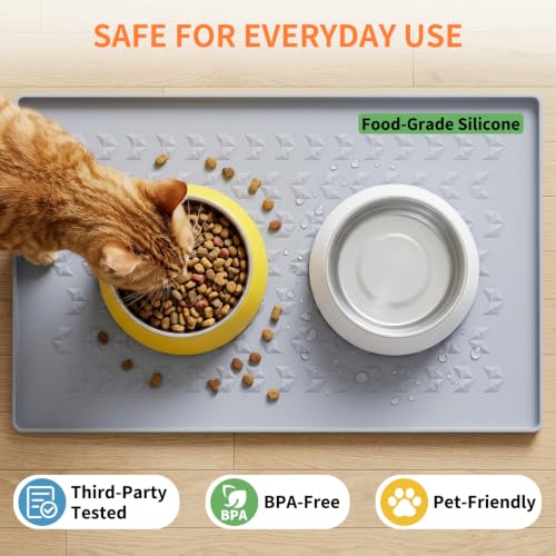Silicone Pet Feeding Mat (Gray / 28''L x 20"W)