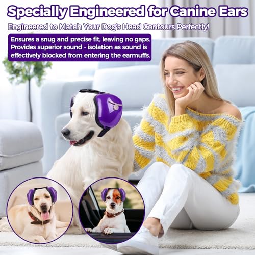 Dog Ear Muffs for Noise Protection (Purple / Large)