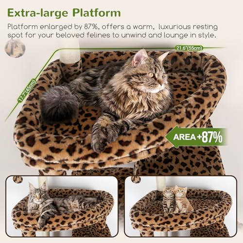 Giant Cat Tree for Indoor Large Cats (83inch / Leopard Print)