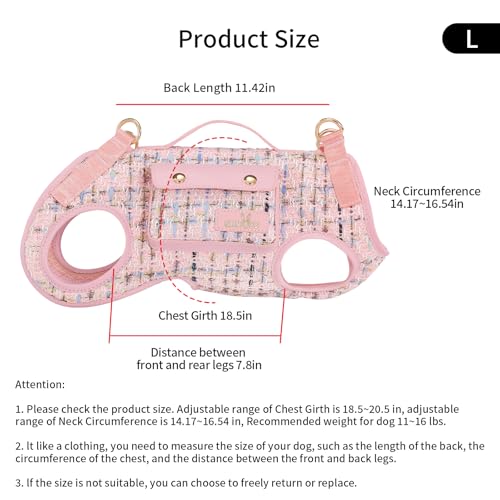 Dog Lift Harness Dog Carrier Sling for Small Dogs & Cats (Large(11-16 LBS) / 2.0 Pink)
