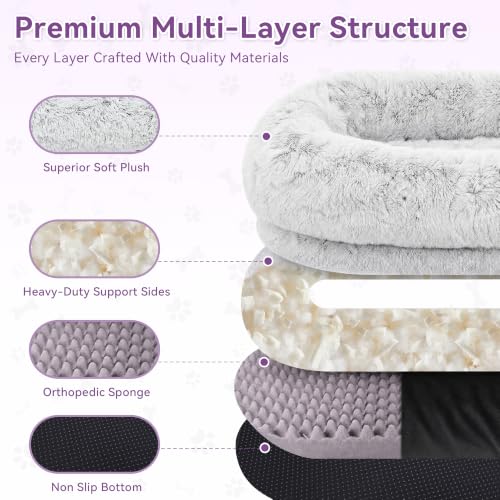 Grey Human Dog Bed (Grey)