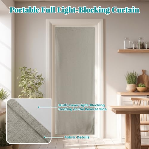 100% Blackout French Door Curtain (25"W x 72"L (Pack of 1) / Light Brown)