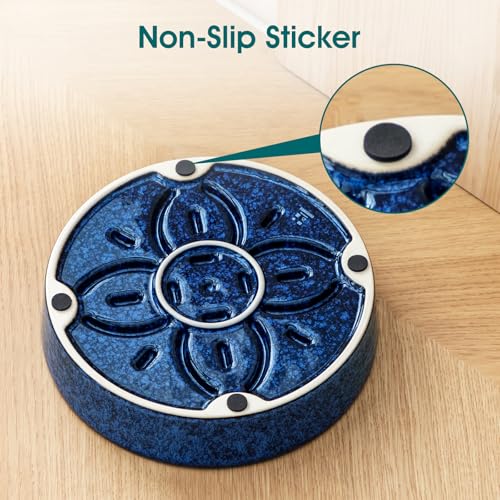 Ceramic Slow Feeder Dog Bowls (M-1.5 Cups / Blue)