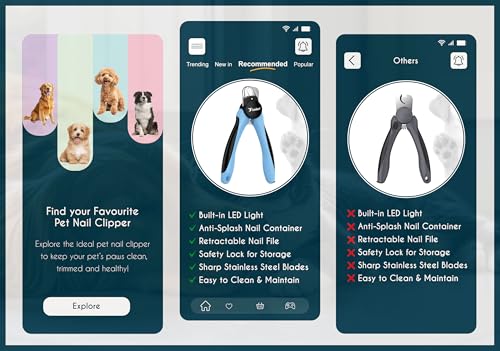 LED Dog Nail Clippers with Light (Sky Blue / Large to Medium pets)