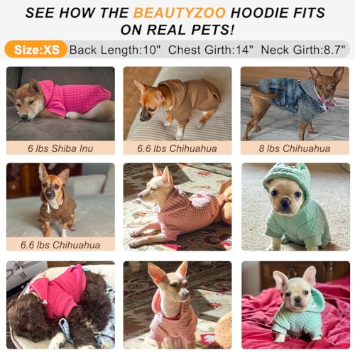 Dog Hoodies Sweater for Small Dogs (Rose Pink / XS (Back: 10",Chest: 14", Neck: 8.7"))
