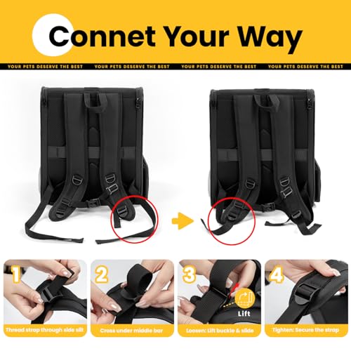 Cat Backpack Carrier for Small Dogs and Cats Fit Up to 15 Lbs (Black)