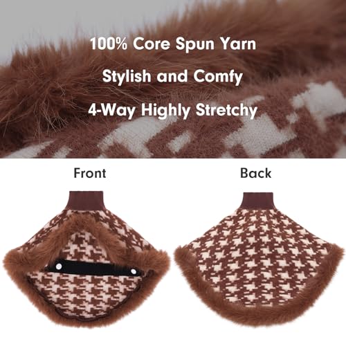Dog Sweater Cloak (Large(Back Length 14") / Brown Houndstooth)