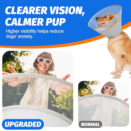 Dog Cone Collar with Soft Liner to Stop Licking (Grey / XS(Depth: 6.1, Girth: 9.5-11.5 ))