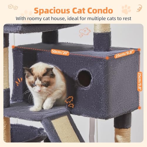 Sturdy Cat Tree (Smoky Gray / 57.5 Inches)