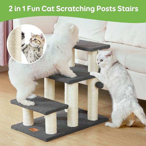 Dog Stairs & Cat Scratching Post Pet Steps for High Beds Couch (3-Steps)