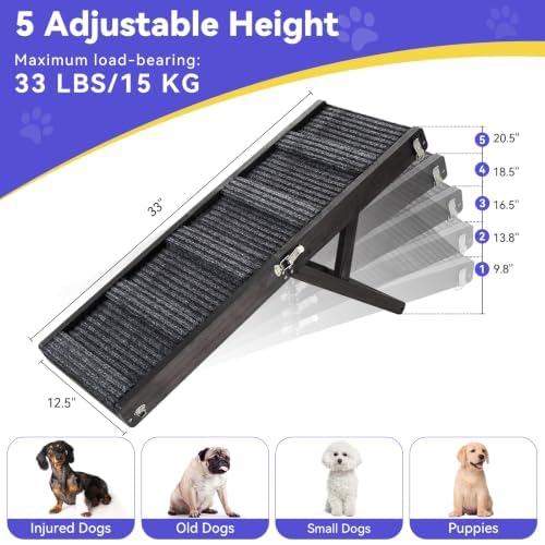 2026 Upgraded Small Dog Ramp for Couch Foldable (C-black / 80×30cm-for couch)