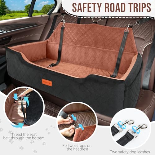 Large Dog Car Seat Under 100 lbs (Black/Brown)