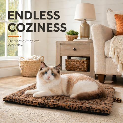 Self Warming Cat Pad for Cats and Small Dogs (22 x 18 inch / Brown/Black)
