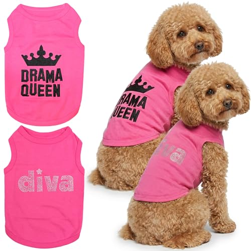 2 Pack Dog Shirts (Large / Diva + Drama Queen)