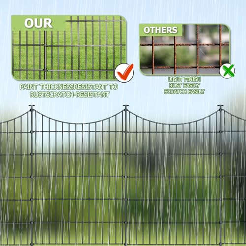 10 Panel No Dig Metal Garden Fence 40"H x 23.6'L Dog Fence Outdoor for Yard (10pc 23.6 ft(L) X 40 in(H)-Concave)