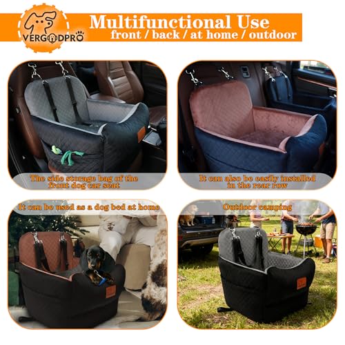 Dog Car Seat for Small Medium Dogs (Black outside Brown inside)