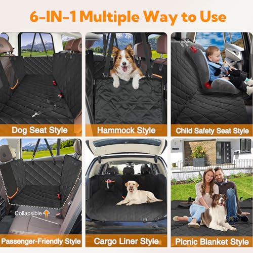 Dog Car Seat Cover for Back Seat (Black / Standard)