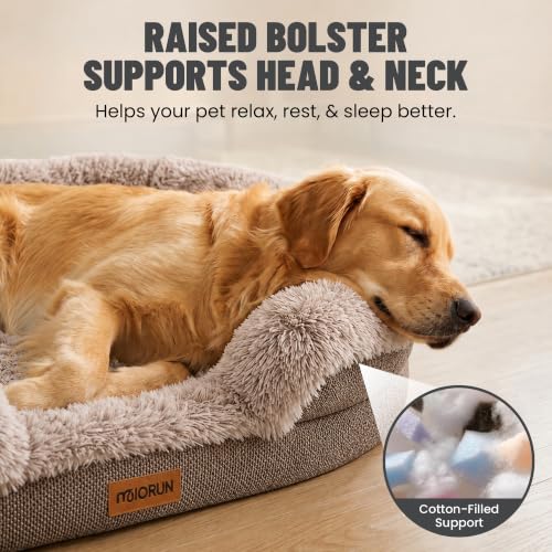 Fluffy Orthopedic Dog Beds Large Sized Dog (Sand / L(43", UP to 90lbs))