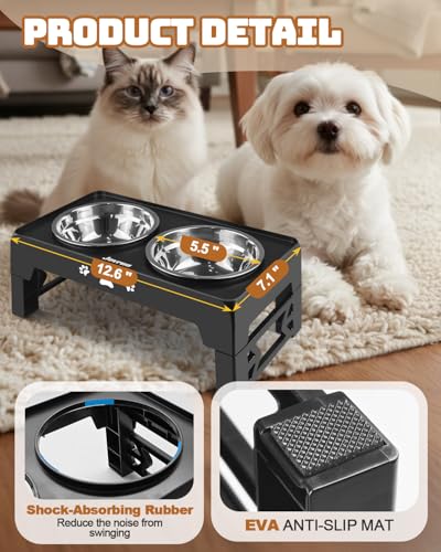 Elevated Dog Bowls for Small Dogs and Cats (for Small Dogs and Cats 2 Basic Bowls / Black)