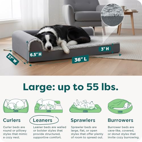 Orthopedic Dog Bed for Large Dogs (Large / Stone Gray)