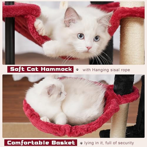 Cat Tree 43.3'' Cat Tower with Hammock for KittensGCT004SBR (43.3 inches / Black and red)