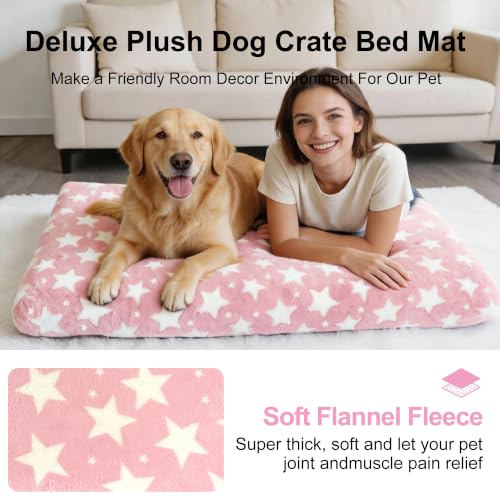 Orthopedic Dog Bed for Large Dogs (L(35"*23"*3.1") / Big&Little Stars Pink-1pc)