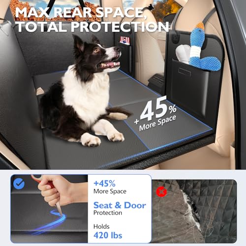 Hard Bottom Dog Car Seat Cover for Back Seat (L - For Cars/ Mid-Size SUV/ Small Truck / Glossy Black)