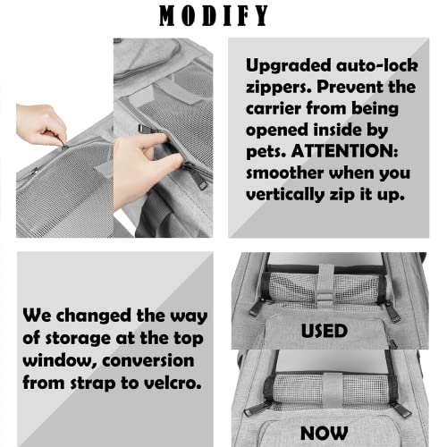 Pet Carrier for Large Cats up to 20lbs Soft (Grey / 18.1"L x 11.8"W x 11.8"H)
