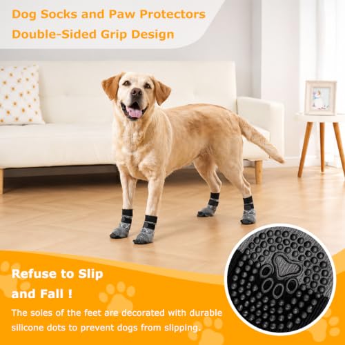 12 Pack Dog Socks for Hardwood Floors (Grey / Small (12 Count))