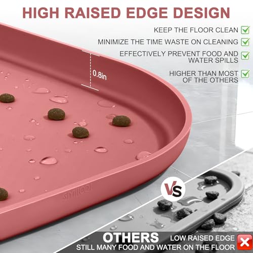Waterproof Silicone Pet Food Mat with Raised Edge for Dog & Cat (Erythrinus / 24"L x 16"W)