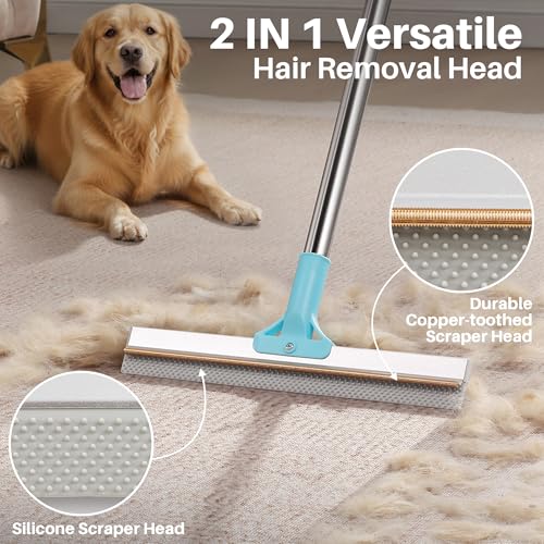 Carpet Rake for Pet Hair Removal (1 PCS[1 Long Handle] / Cyan)