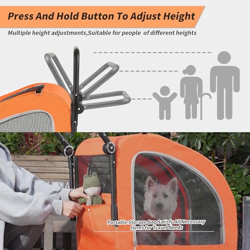 4 Wheel Pet Stroller for Dogs & Cats (Orange)