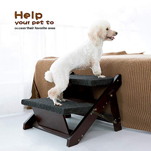 Wooden Pet Stairs (2 Steps – For Sofas (11–19 in) / 17.3" L x 17.24" W x 13" H)