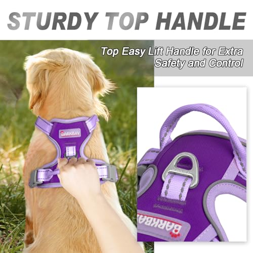 Dog Harness No Pull for Large Dogs Front Back Clips (Large(Chest:24.5-32.5") / Violet Purple & Purple)